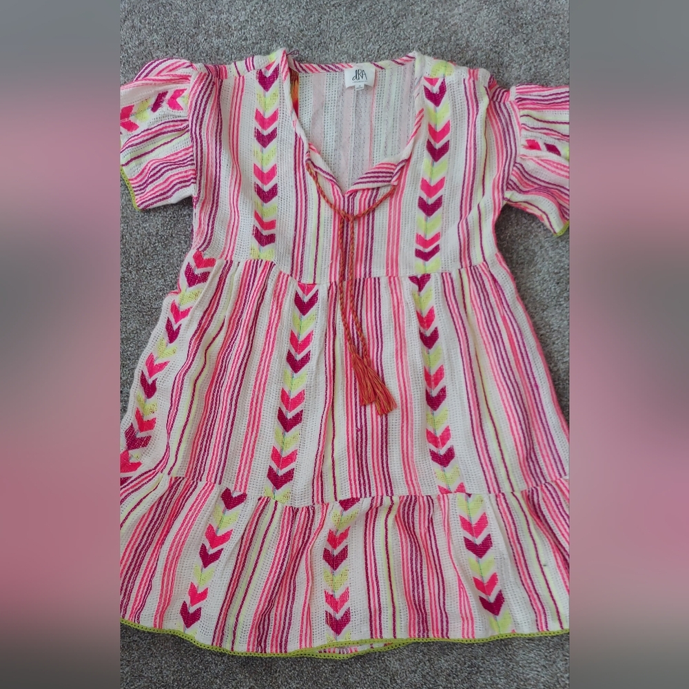 Dra Los Angeles Neon Striped Dress with Chevron Pattern